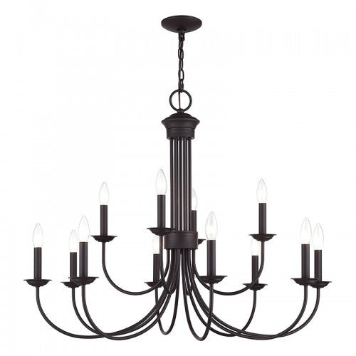 Livex Lighting Estate 12 Light Bronze Large 2-Tier Chandelier 42680-07