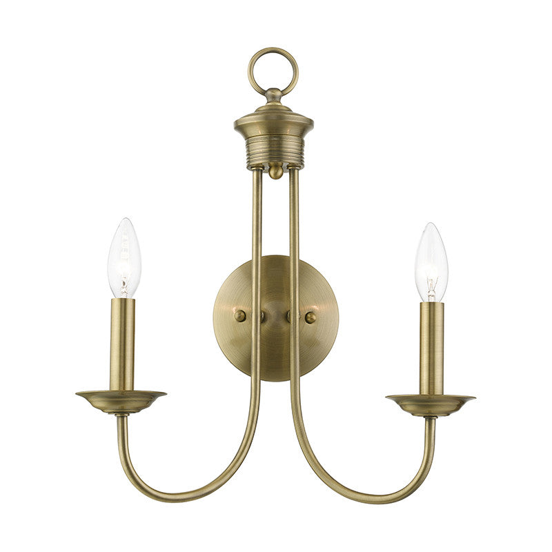 Livex Lighting Estate Collection  2 Light Antique Brass Double Sconce in Antique Brass 42682-01