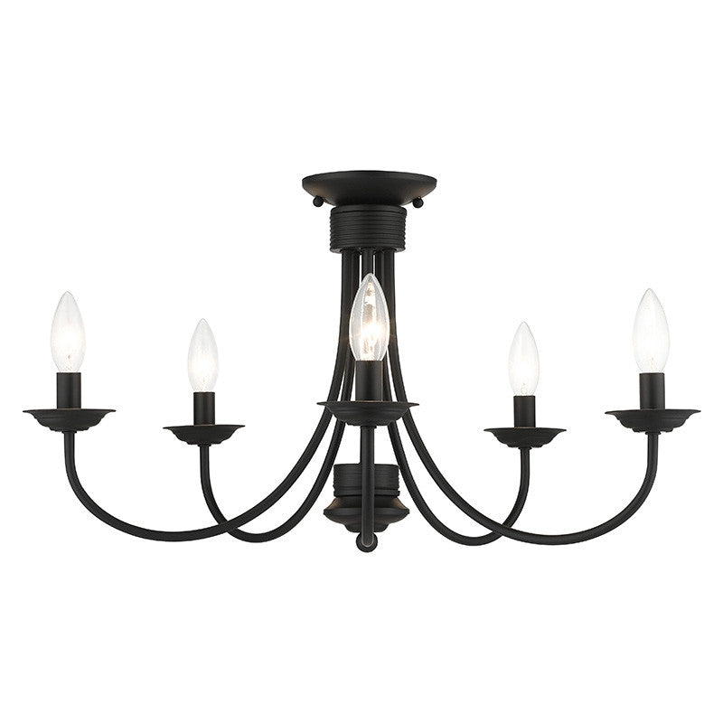 Livex Lighting Estate Collection 5 Light Black Large Semi-Flush 42684-04