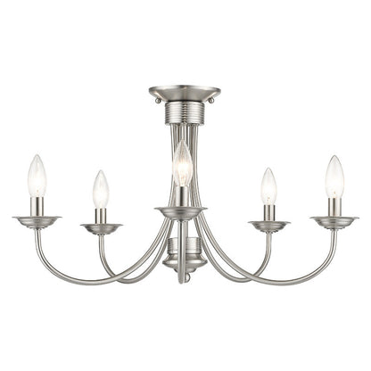 Livex Lighting Estate Collection 5 Light Brushed Nickel Large Semi-Flush 42684-91