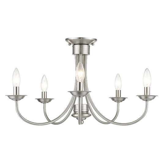 Livex Lighting Estate Collection 5 Light Brushed Nickel Large Semi-Flush 42684-91