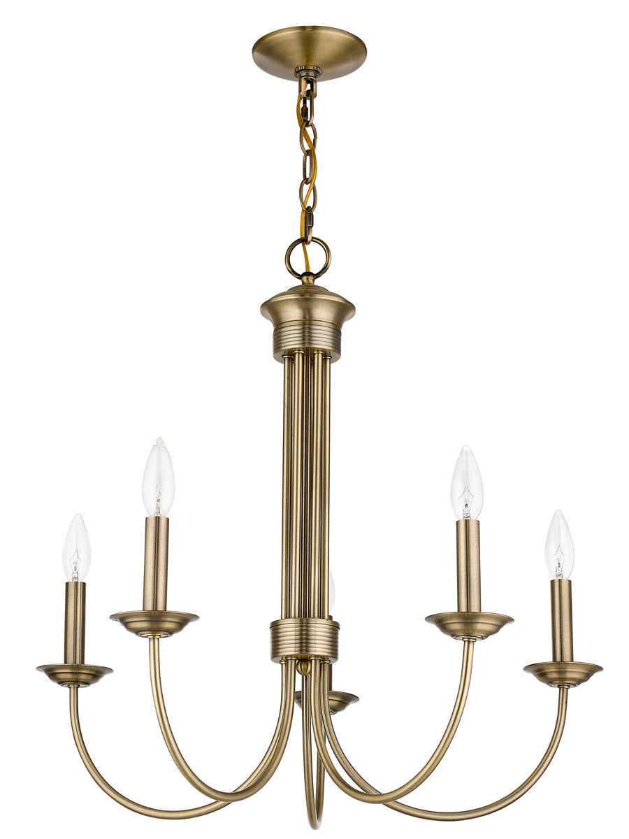 Livex Lighting Estate Collection 5 Lt AB Chandelier in Antique Brass 42685-01