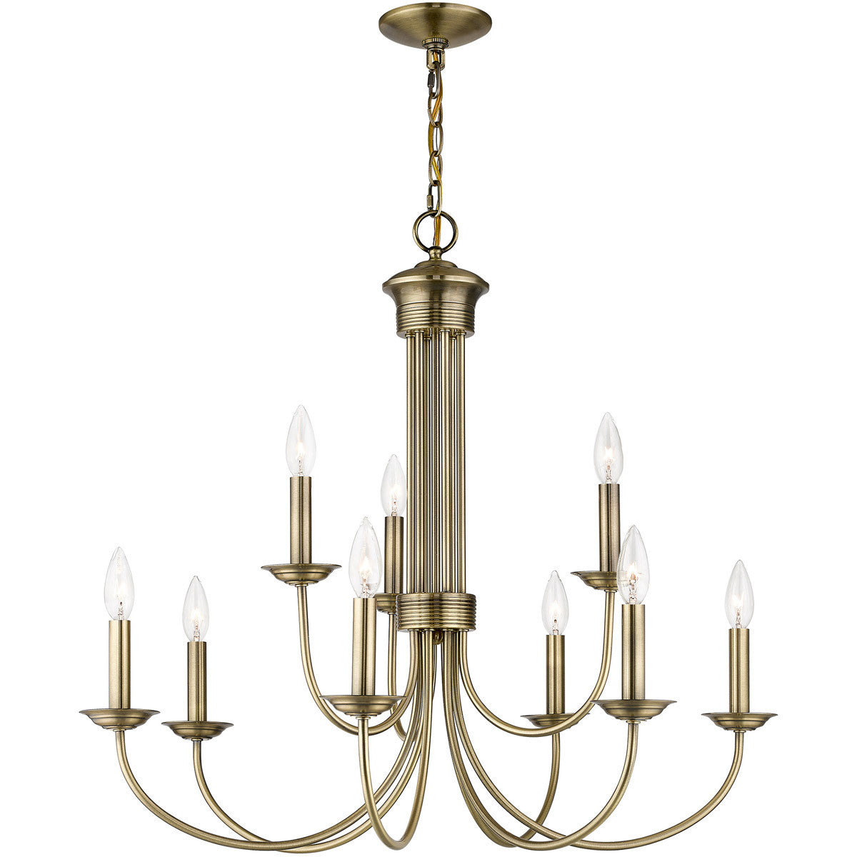 Livex Lighting Estate Collection 9 Lt AB Chandelier in Antique Brass 42687-01