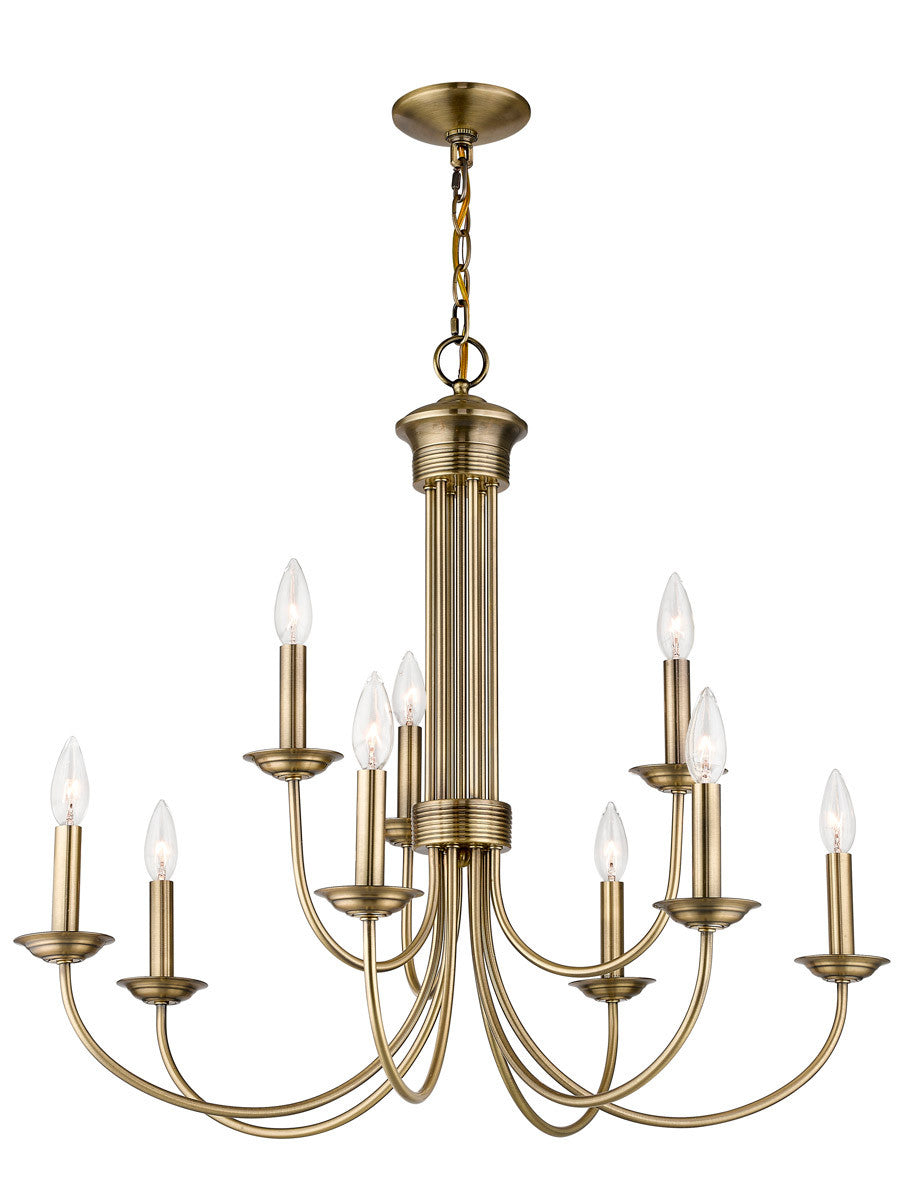 Livex Lighting Estate Collection 9 Lt AB Chandelier in Antique Brass 42687-01