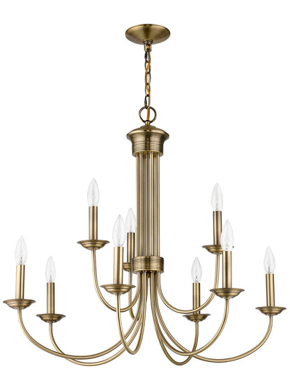 Livex Lighting Estate Collection 9 Lt AB Chandelier in Antique Brass 42687-01