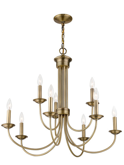 Livex Lighting Estate Collection 9 Lt AB Chandelier in Antique Brass 42687-01