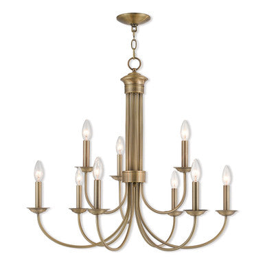 Livex Lighting Estate Collection 9 Lt AB Chandelier in Antique Brass 42687-01