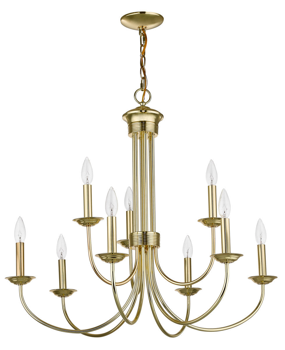 Livex Lighting Estate Collection 9 Lt PB Chandelier in Polished Brass 42687-02