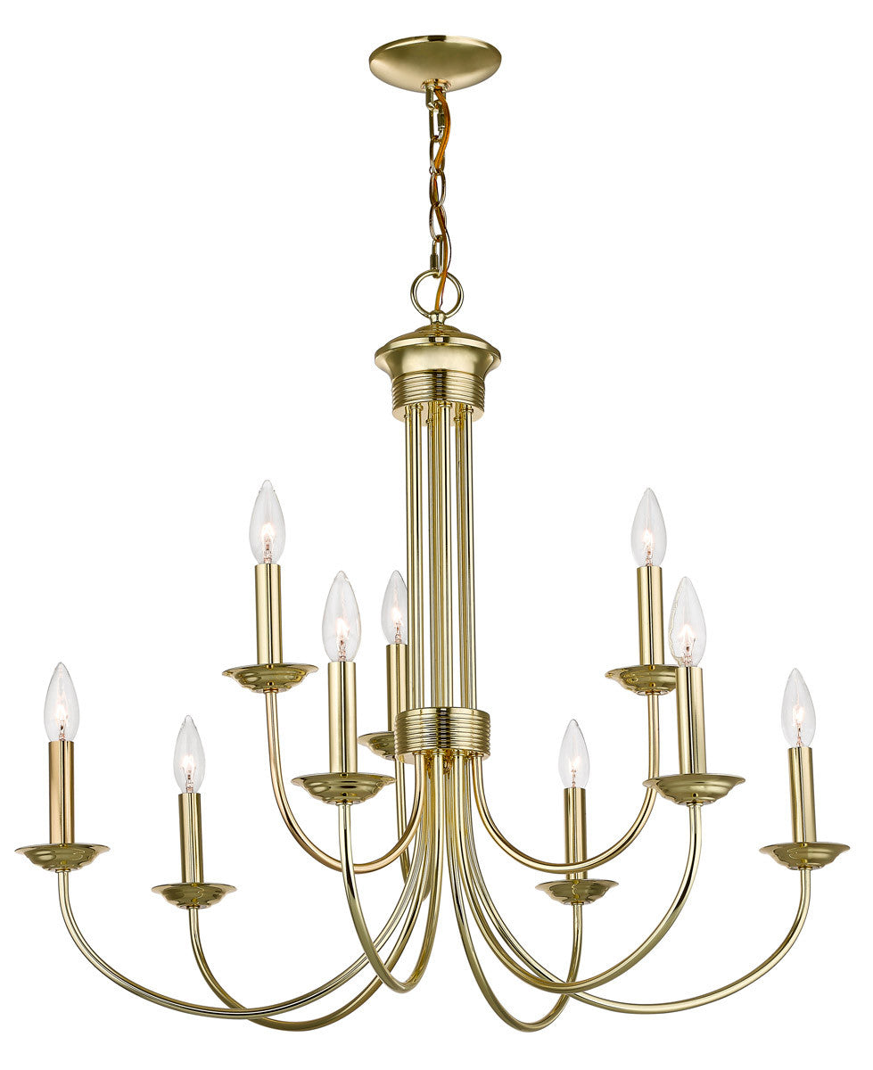 Livex Lighting Estate Collection 9 Lt PB Chandelier in Polished Brass 42687-02