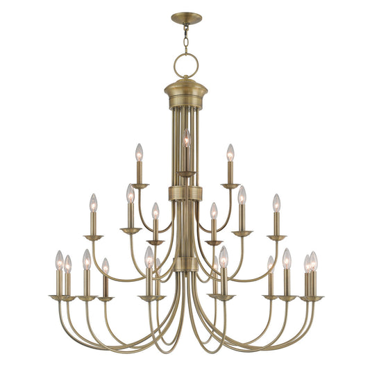 Livex Lighting Estate Collection 21 Lt AB Foyer Chandelier in Antique Brass 42688-01