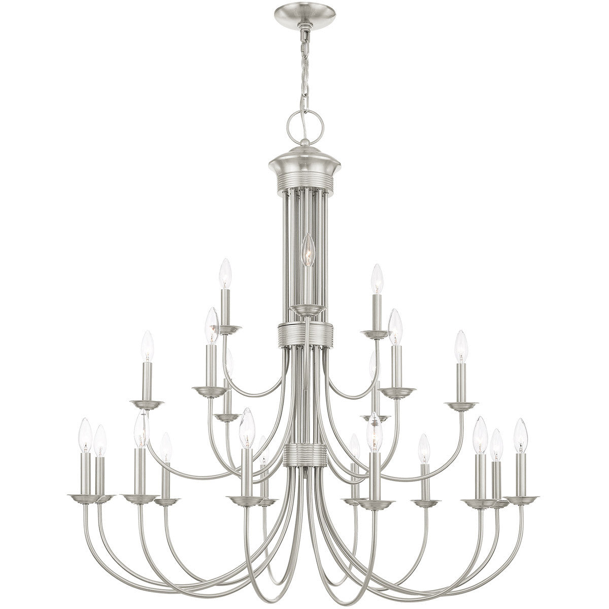 Livex Lighting Estate Collection 21 Lt Brushed Nickel Chandelier  in Brushed Nickel 42688-91