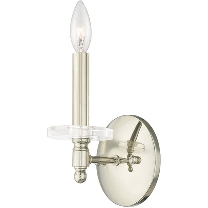 Livex Lighting Bancroft Collection 1 Lt Polished Nickel Wall Sconce in Polished Nickel 42701-35