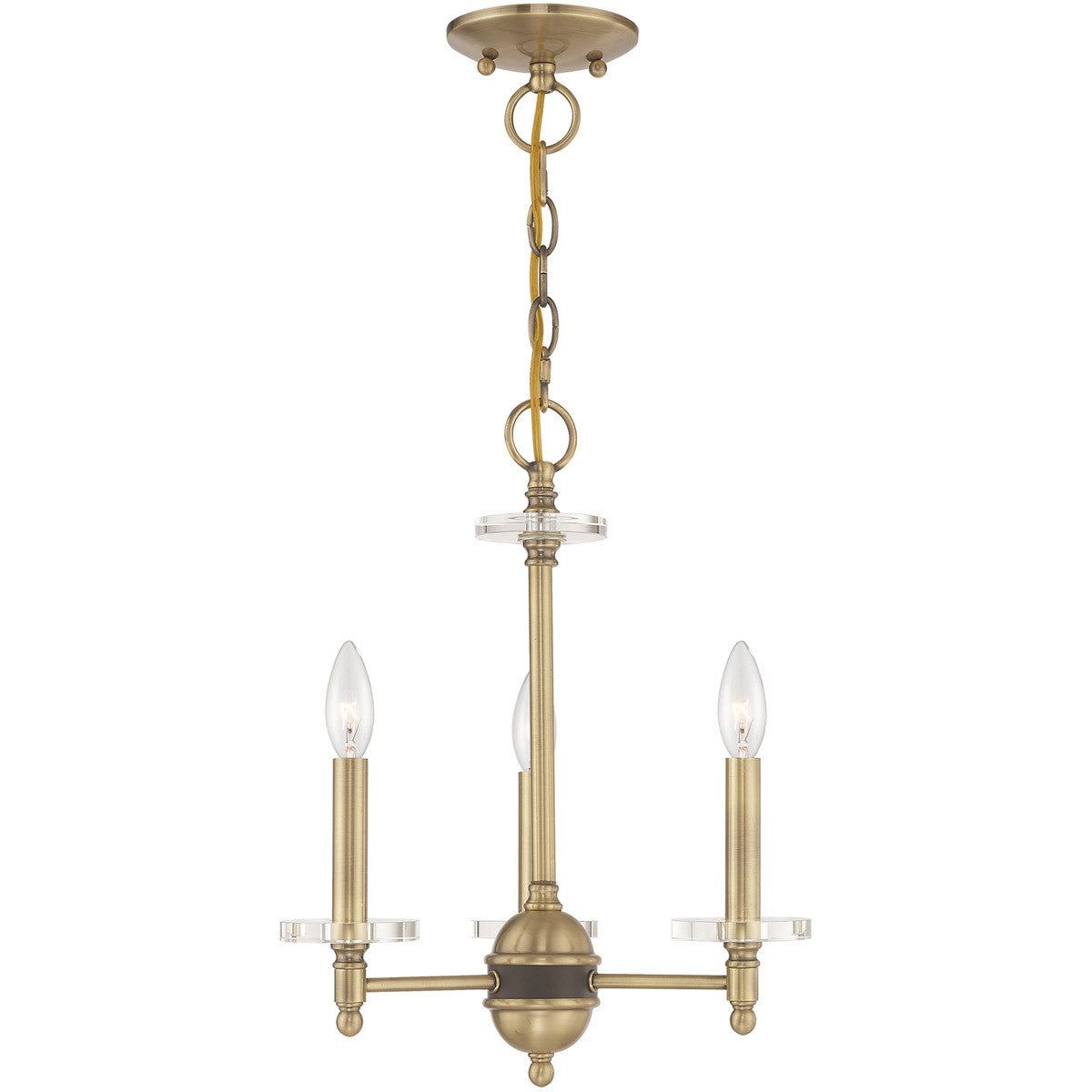 Livex Lighting Bancroft Collection 3 Lt Antique Brass Mini Chandelier in Antique Brass 42703-01