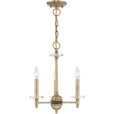 Livex Lighting Bancroft Collection 3 Lt Antique Brass Mini Chandelier in Antique Brass 42703-01