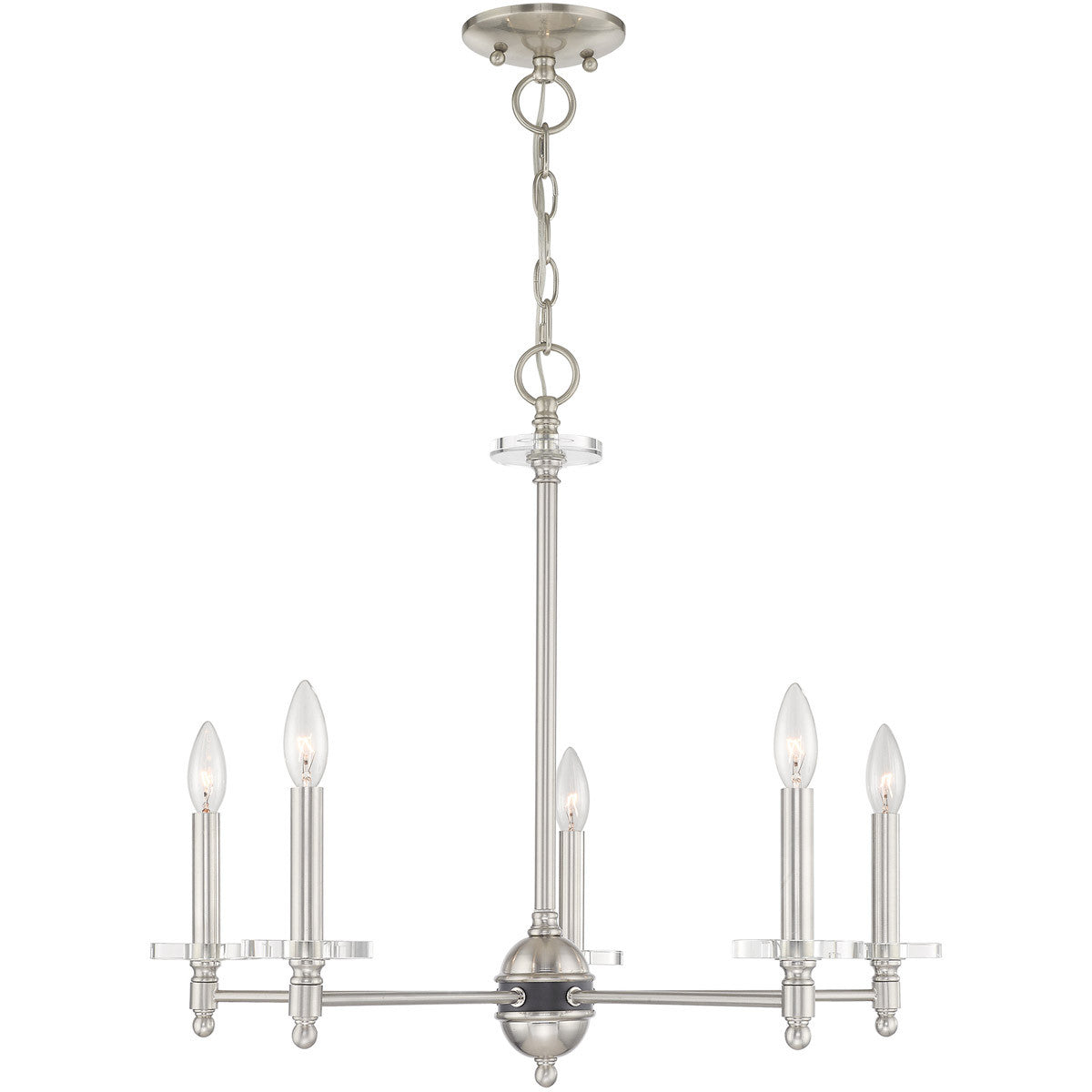 Livex Lighting Bancroft Collection 5 Lt Brushed Nickel Chandelier in Brushed Nickel 42705-91