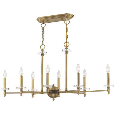 Livex Lighting Bancroft Collection 8 Lt Antique Brass Linear Chandelier in Antique Brass 42708-01