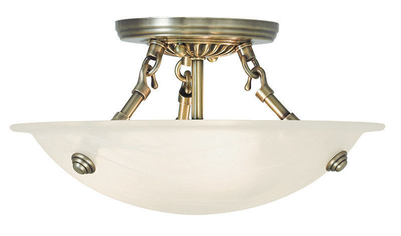 Livex Lighting Oasis Collection 3 Light Antique Brass Ceiling Mount in Antique Brass 4272-01