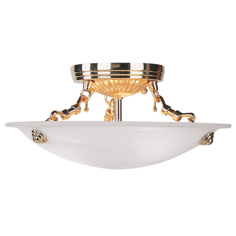 Livex Lighting Oasis Collection 3 Light Polished Brass Ceiling Mount in Polished Brass 4272-02