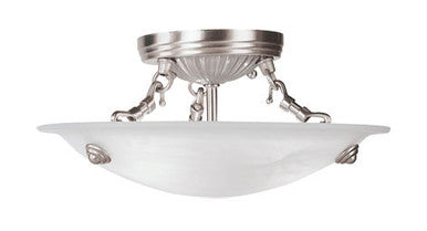 Livex Lighting Oasis Collection 3 Light Brushed Nickel Ceiling Mount in Brushed Nickel 4272-91