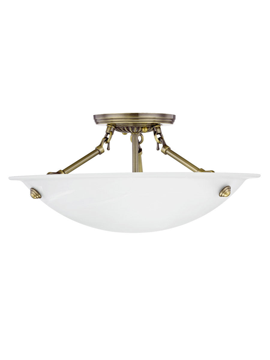 Livex Lighting Oasis Collection 3 Light Antique Brass Ceiling Mount in Antique Brass 4273-01