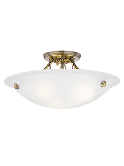 Livex Lighting Oasis Collection 3 Light Antique Brass Ceiling Mount in Antique Brass 4273-01