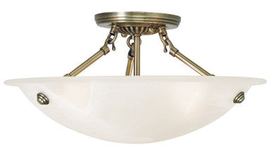 Livex Lighting Oasis Collection 3 Light Antique Brass Ceiling Mount in Antique Brass 4273-01