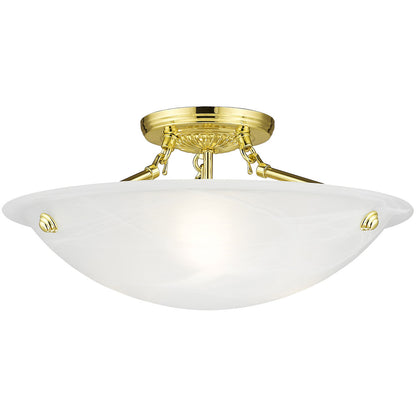 Livex Lighting Oasis Collection 3 Light Polished Brass Ceiling Mount in Polished Brass 4273-02