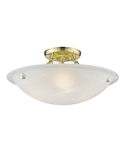 Livex Lighting Oasis Collection 3 Light Polished Brass Ceiling Mount in Polished Brass 4273-02