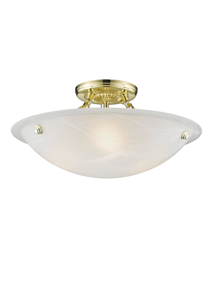 Livex Lighting Oasis Collection 3 Light Polished Brass Ceiling Mount in Polished Brass 4273-02