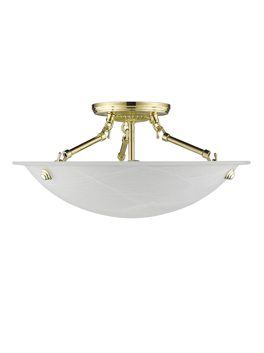 Livex Lighting Oasis Collection 3 Light Polished Brass Ceiling Mount in Polished Brass 4273-02