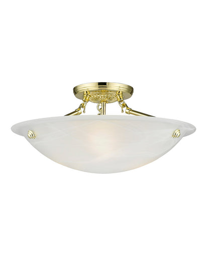 Livex Lighting Oasis Collection 3 Light Polished Brass Ceiling Mount in Polished Brass 4273-02