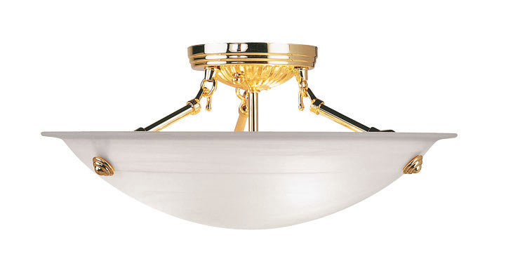 Livex Lighting Oasis Collection 3 Light Polished Brass Ceiling Mount in Polished Brass 4273-02