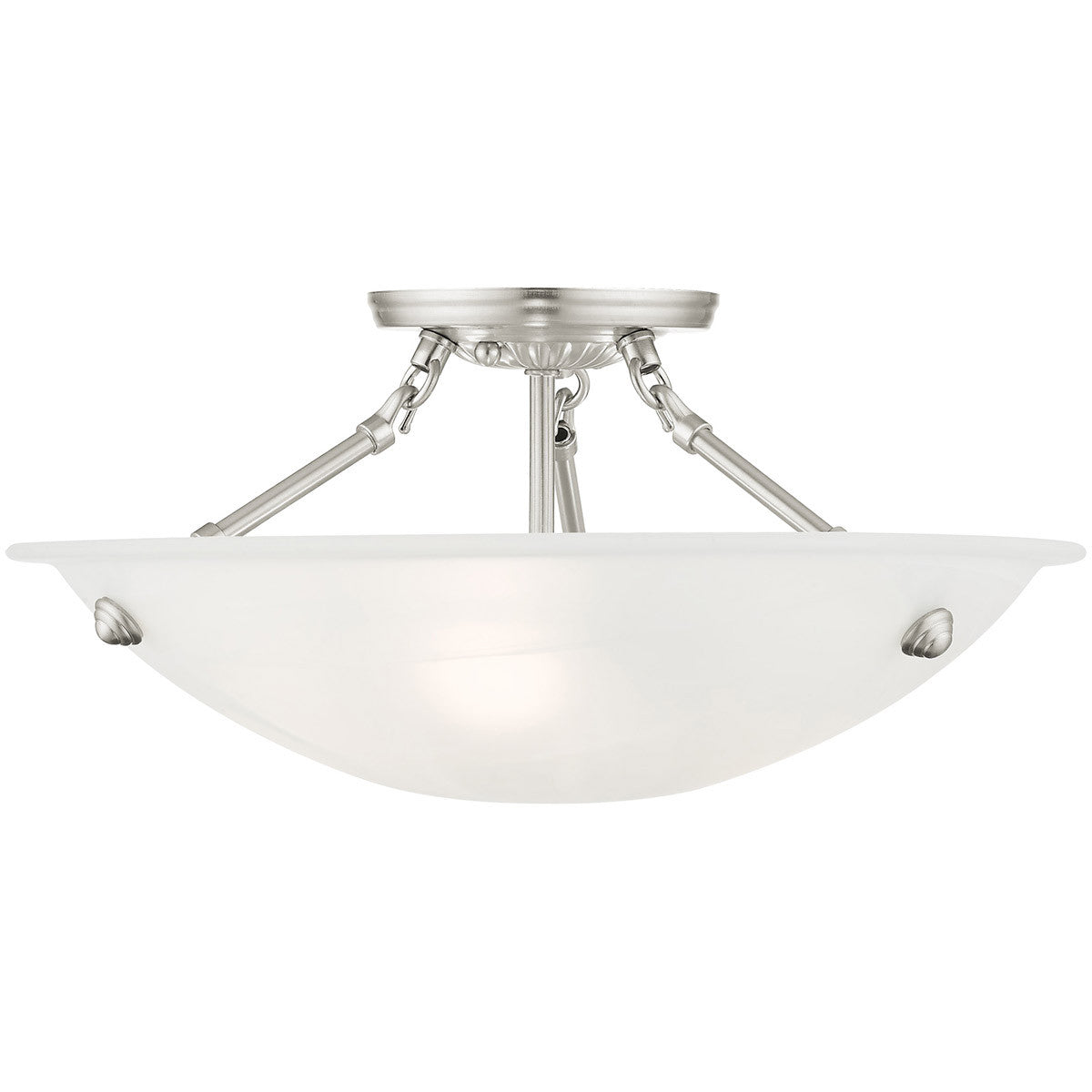 Livex Lighting Oasis Collection 3 Light Brushed Nickel Ceiling Mount in Brushed Nickel 4273-91