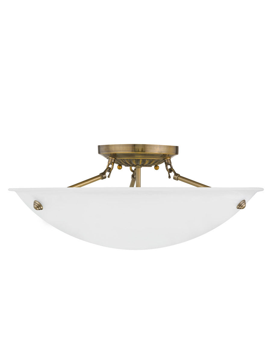 Livex Lighting Oasis Collection 3 Light Antique Brass Ceiling Mount in Antique Brass 4274-01