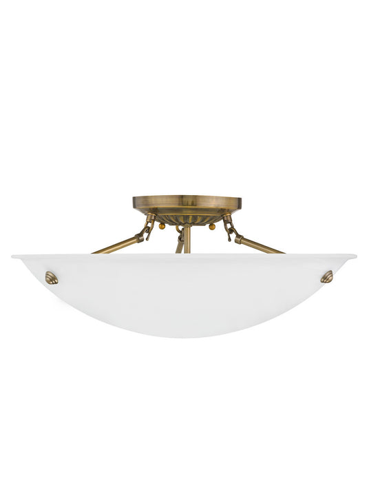 Livex Lighting Oasis Collection 3 Light Antique Brass Ceiling Mount in Antique Brass 4274-01