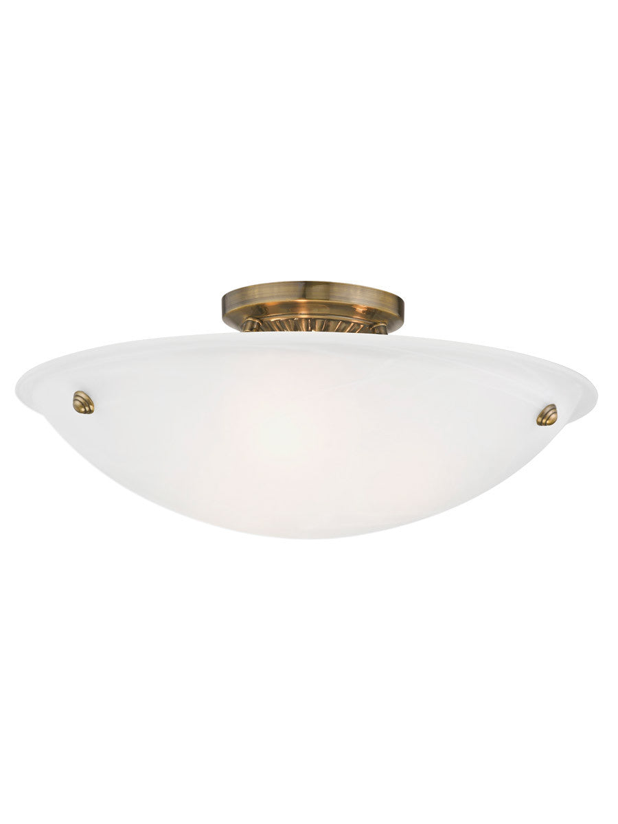 Livex Lighting Oasis Collection 3 Light Antique Brass Ceiling Mount in Antique Brass 4274-01