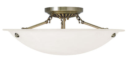 Livex Lighting Oasis Collection 3 Light Antique Brass Ceiling Mount in Antique Brass 4274-01