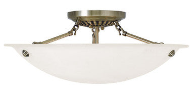 Livex Lighting Oasis Collection 3 Light Antique Brass Ceiling Mount in Antique Brass 4274-01