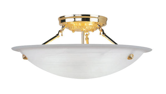 Livex Lighting Oasis Collection 3 Light Polished Brass Ceiling Mount in Polished Brass 4274-02