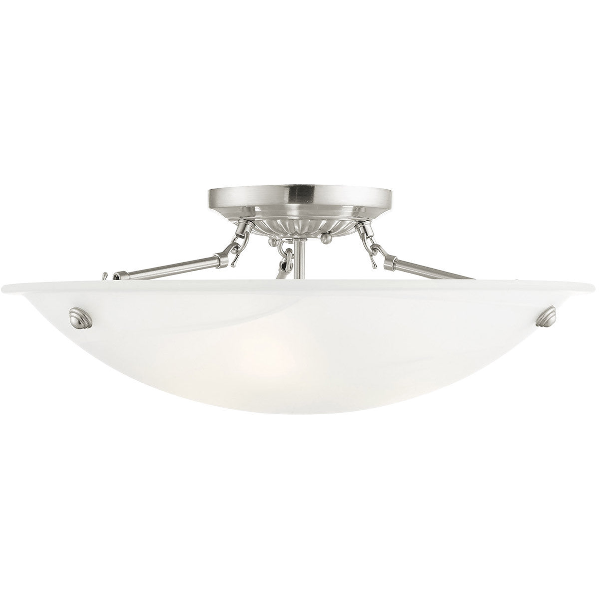 Livex Lighting Oasis Collection 3 Light Brushed Nickel Ceiling Mount in Brushed Nickel 4274-91