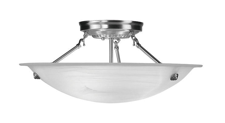 Livex Lighting Oasis Collection 3 Light Brushed Nickel Ceiling Mount in Brushed Nickel 4274-91