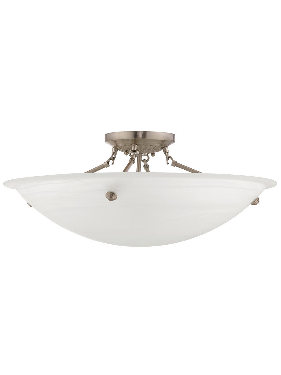 Livex Lighting Oasis Collection 4 Light Brushed Nickel Ceiling Mount in Brushed Nickel 4275-91