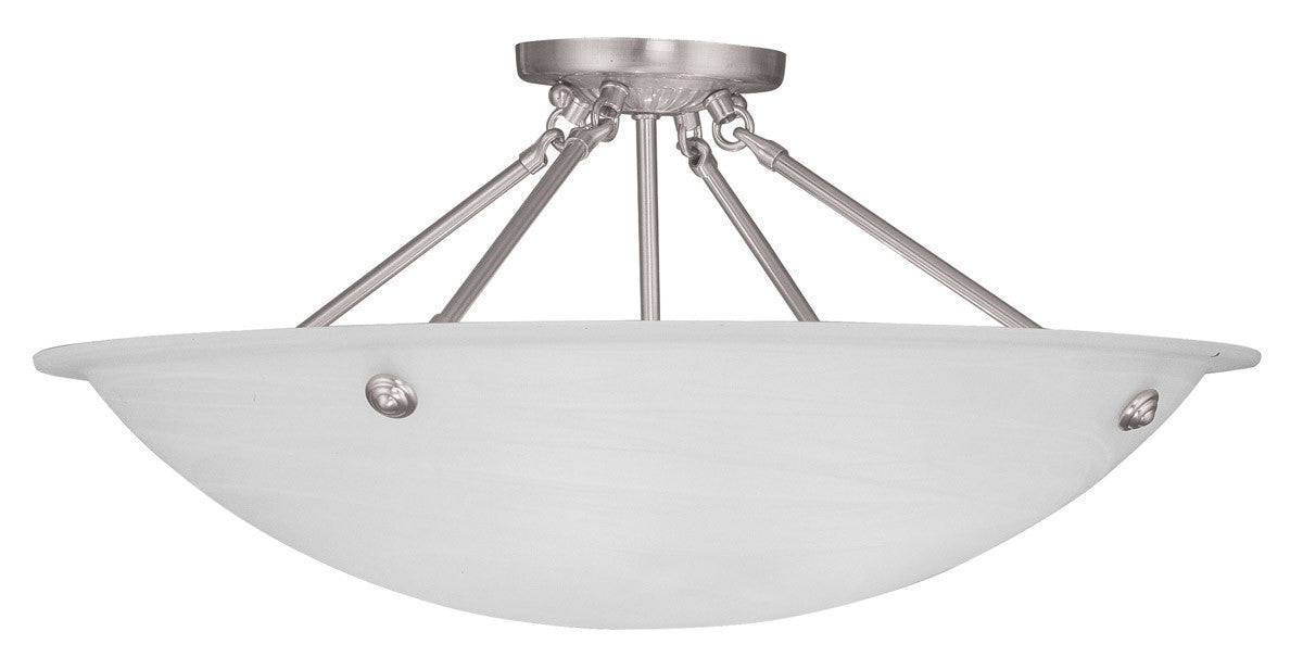 Livex Lighting Oasis Collection 4 Light Brushed Nickel Ceiling Mount in Brushed Nickel 4275-91