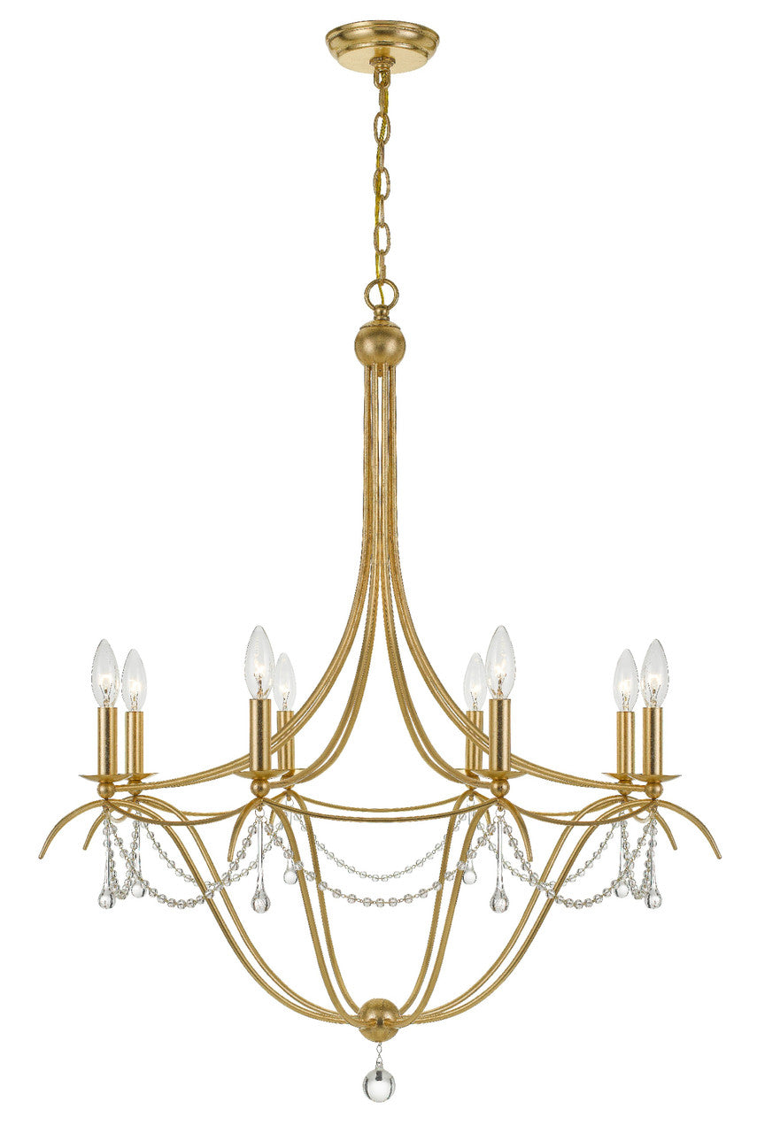 Crystorama Metro 8 Light Crystal Beads Antique Gold Chandelier 428-GA