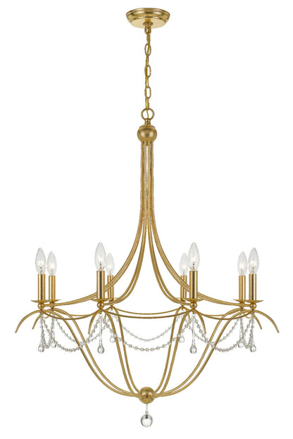 Crystorama Metro 8 Light Crystal Beads Antique Gold Chandelier 428-GA