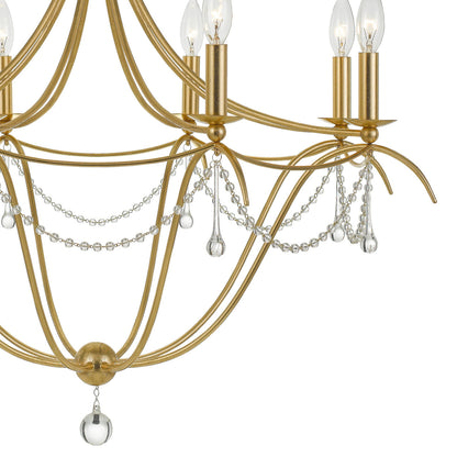 Crystorama Metro 8 Light Crystal Beads Antique Gold Chandelier 428-GA