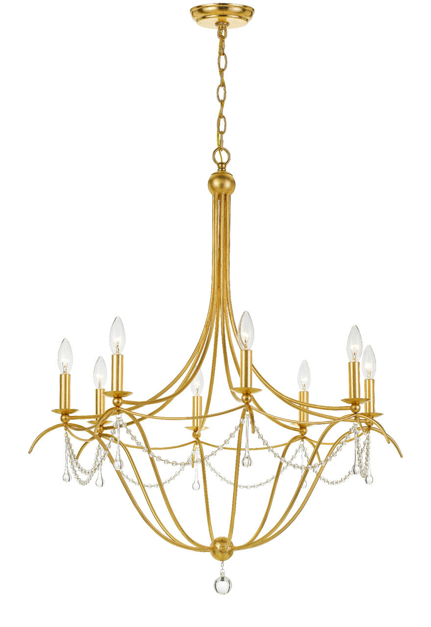 Crystorama Metro 8 Light Crystal Beads Antique Gold Chandelier 428-GA