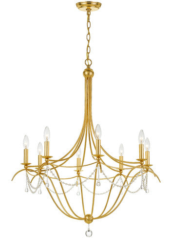 Crystorama Metro 8 Light Crystal Beads Antique Gold Chandelier 428-GA