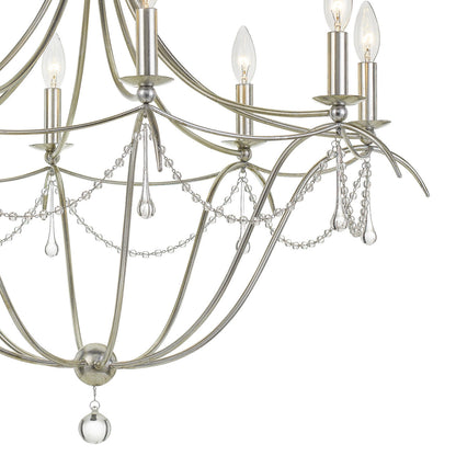 Crystorama Metro 8 Light Crystal Beads Antique Silver Chandelier 428-SA