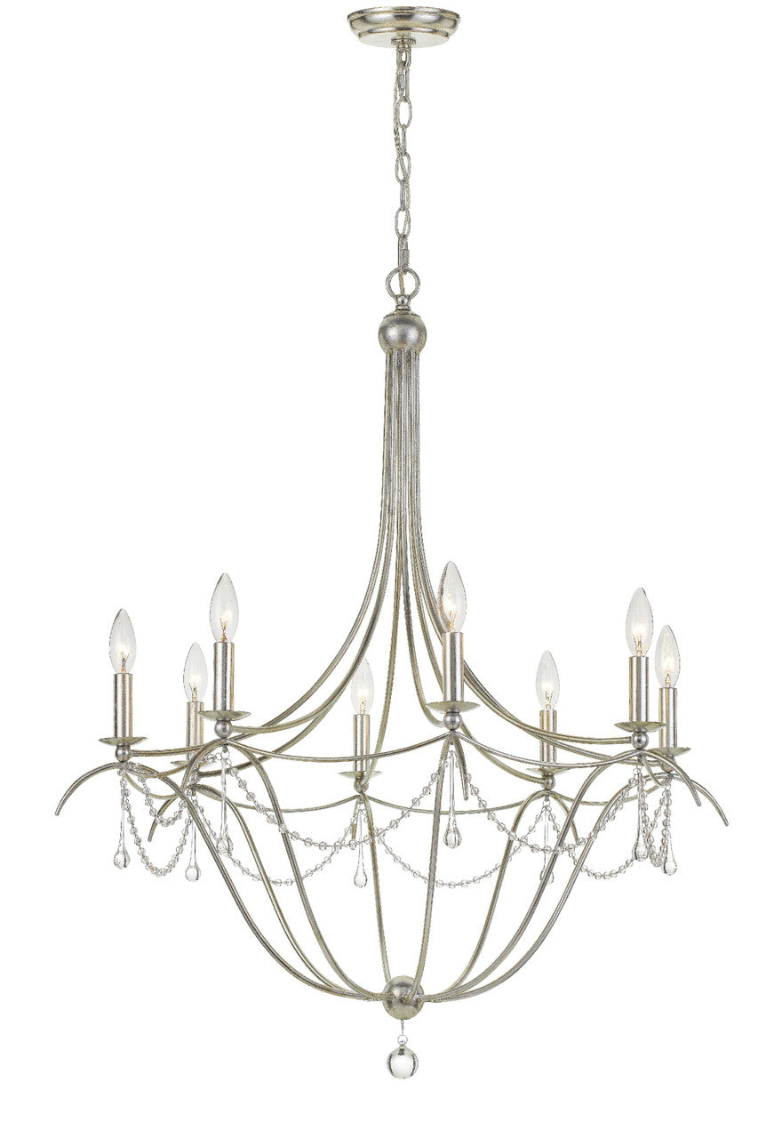 Crystorama Metro 8 Light Crystal Beads Antique Silver Chandelier 428-SA